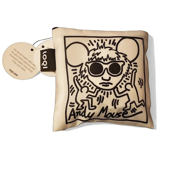 NEW Keith Haring's Andy Mouse Reusable Shopping Bag LOQI Museum BESTSELLER NWT - Picture 4 of 5